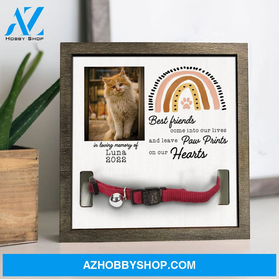 Personalized Dog Memorial Gifts 8X8 Picture Frame With Collar Holder Custom Cat Name Date Loss Of