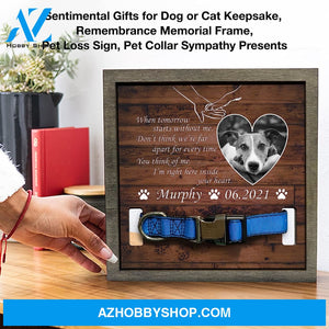 Personalized Dog Memorial Gifts 8X8 Picture Frame With Collar Holder Custom Cat Name Date Loss Of