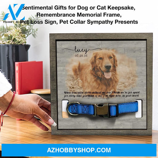 Personalized Dog Memorial Gifts 8X8 Picture Frame With Collar Holder Custom Cat Name Date Loss Of