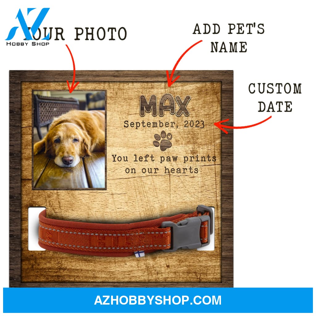 Personalized Dog Memorial Gifts 8X8 Picture Frame With Collar Holder Custom Cat Name Date Loss Of
