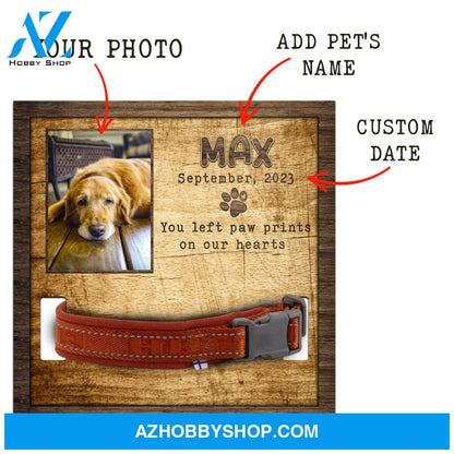Personalized Dog Memorial Gifts 8X8 Picture Frame With Collar Holder Custom Cat Name Date Loss Of