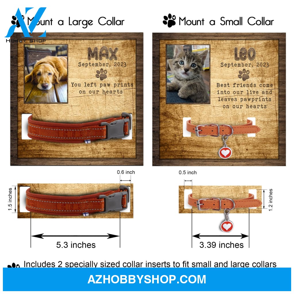 Personalized Dog Memorial Gifts 8X8 Picture Frame With Collar Holder Custom Cat Name Date Loss Of