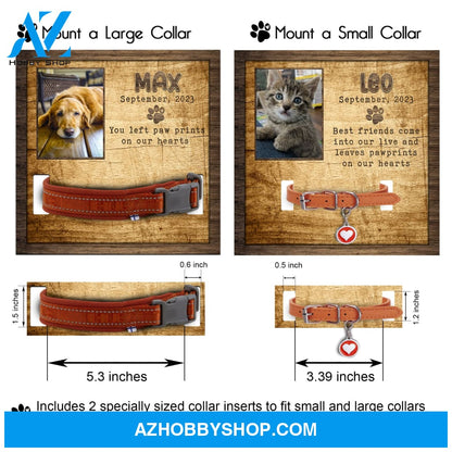 Personalized Dog Memorial Gifts 8X8 Picture Frame With Collar Holder Custom Cat Name Date Loss Of