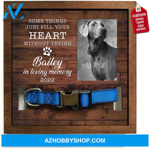 Personalized Dog Memorial Gifts 8X8 Picture Frame With Collar Holder Custom Cat Name Date Loss Of