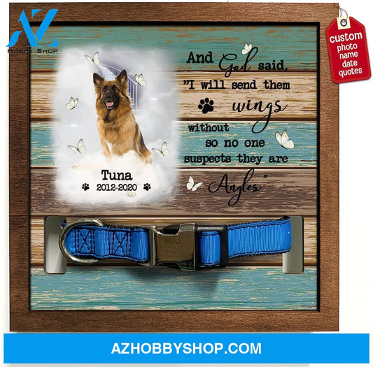Personalized Dog Memorial Gifts 8X8 Picture Frame With Collar Holder Custom Cat Name Date Loss Of