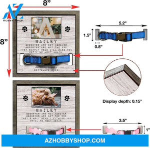 Personalized Dog Memorial Gifts 8X8 Picture Frame With Collar Holder Custom Cat Name Date Loss Of