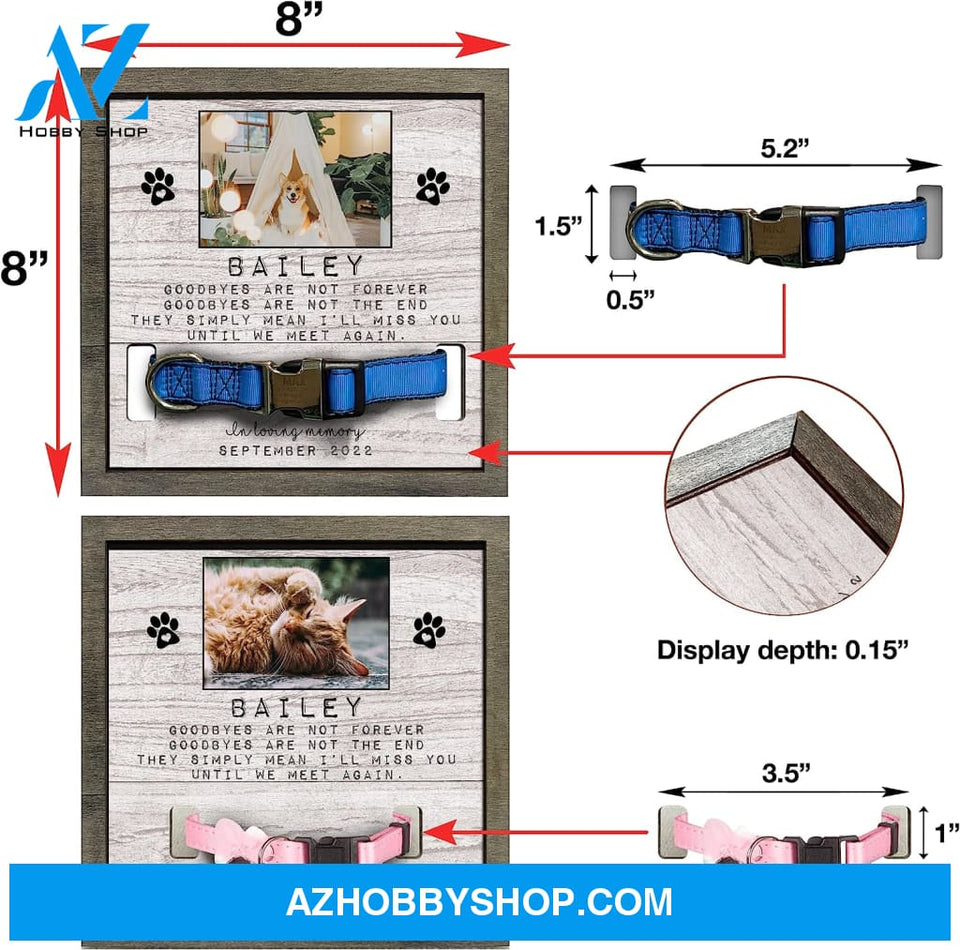 Personalized Dog Memorial Gifts 8X8 Picture Frame With Collar Holder Custom Cat Name Date Loss Of