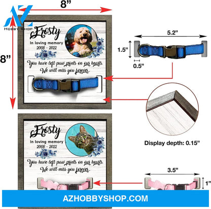 Personalized Dog Memorial Gifts 8X8 Picture Frame With Collar Holder Custom Cat Name Date Loss Of