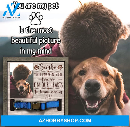 Personalized Dog Memorial Gifts 8X8 Picture Frame With Collar Holder Custom Cat Name Date Loss Of