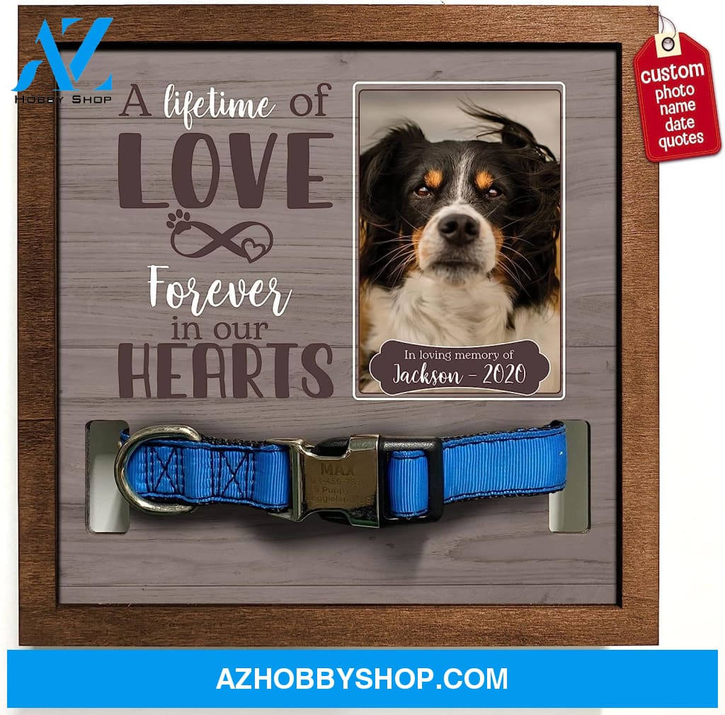Personalized Dog Memorial Gifts 8X8 Picture Frame With Collar Holder Custom Cat Name Date Loss Of