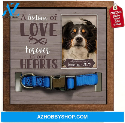 Personalized Dog Memorial Gifts 8X8 Picture Frame With Collar Holder Custom Cat Name Date Loss Of