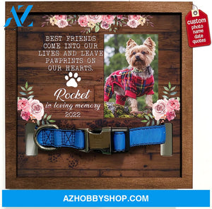 Personalized Dog Memorial Gifts 8X8 Picture Frame With Collar Holder Custom Cat Name Date Loss Of