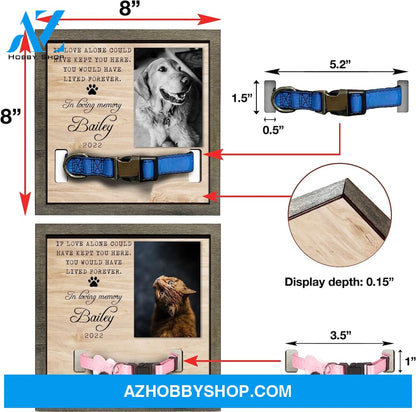 Personalized Dog Memorial Gifts 8X8 Picture Frame With Collar Holder Custom Cat Name Date Loss Of