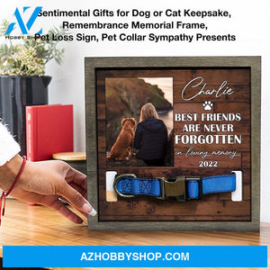 Personalized Dog Memorial Gifts 8X8 Picture Frame With Collar Holder Custom Cat Name Date Loss Of