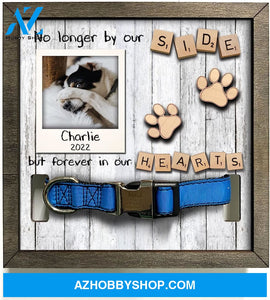 Personalized Dog Memorial Gifts 8X8 Picture Frame With Collar Holder Custom Cat Name Date Loss Of