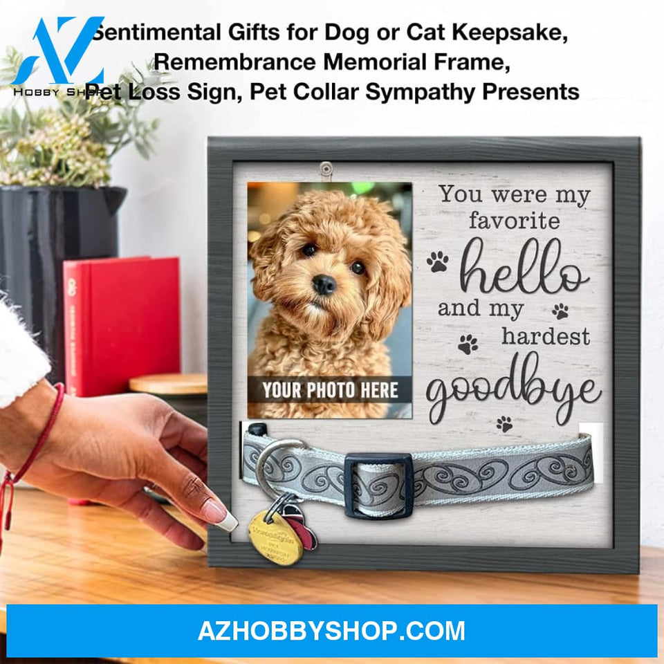 Personalized Dog Memorial Gifts 8X8 Picture Frame With Collar Holder Custom Cat Name Date Loss Of