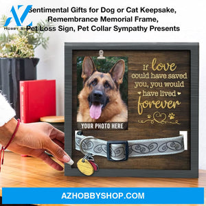 Personalized Dog Memorial Gifts 8X8 Picture Frame With Collar Holder Custom Cat Name Date Loss Of