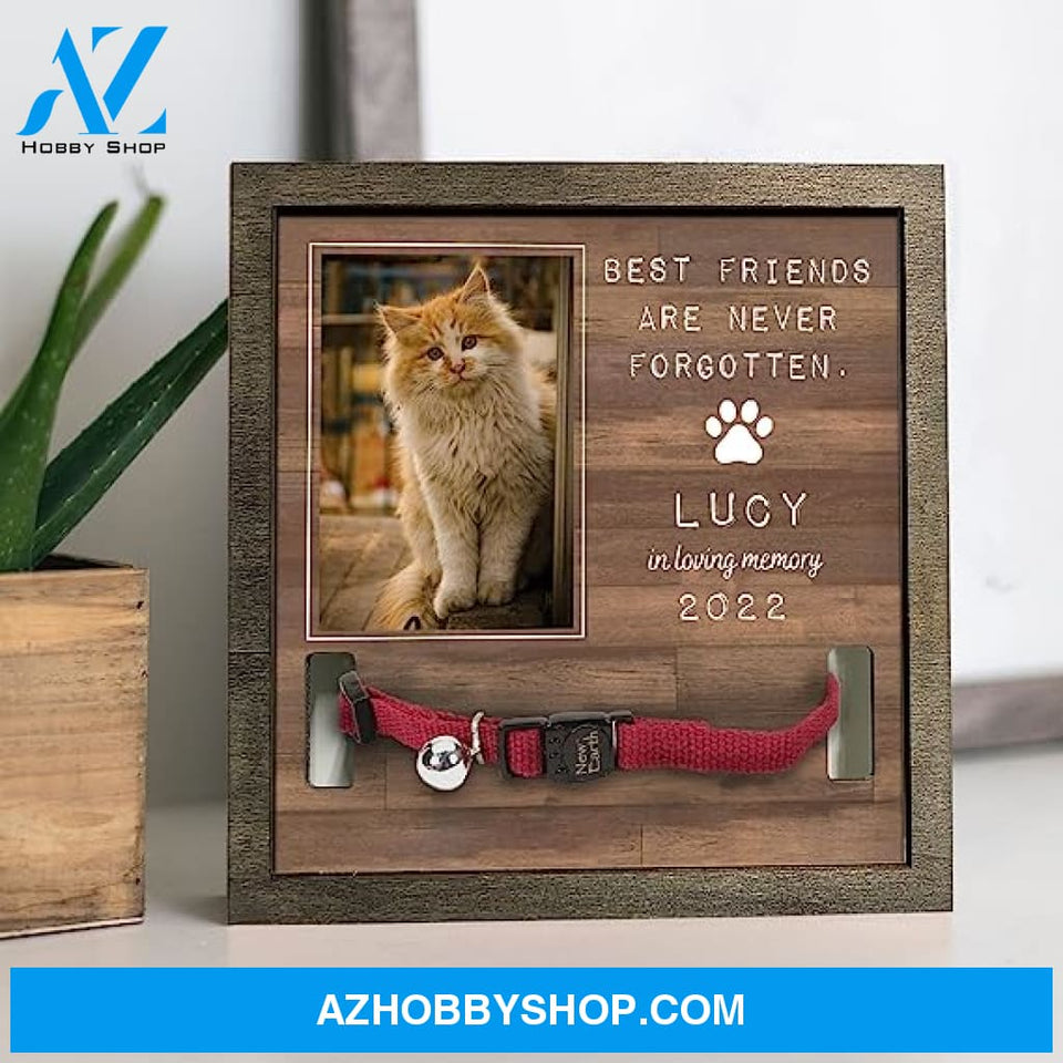 Personalized Dog Memorial Gifts 8X8 Picture Frame With Collar Holder Custom Cat Name Date Loss Of