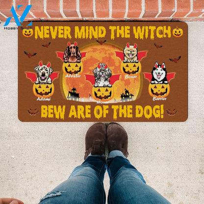Personalized Doormat, Beware Of The Halloween Fluffy Dogs, Custom Doormat