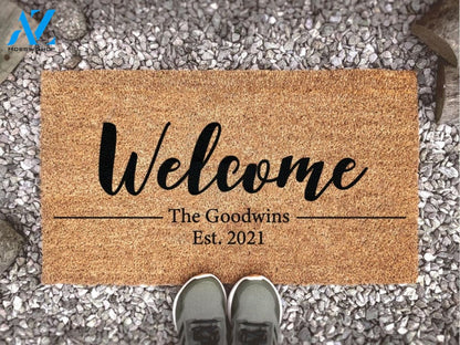 Personalized Doormat With Family Name And Est - Last Name Custom Door Mat - Welcome Mat - Housewarming Gift - New Home
