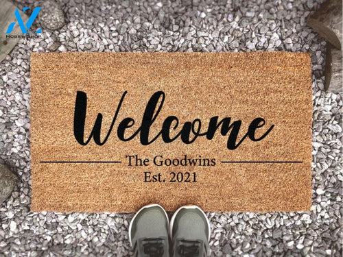 Personalized Doormat With Family Name And Est - Last Name Custom Door Mat - Welcome Mat - Housewarming Gift - New Home