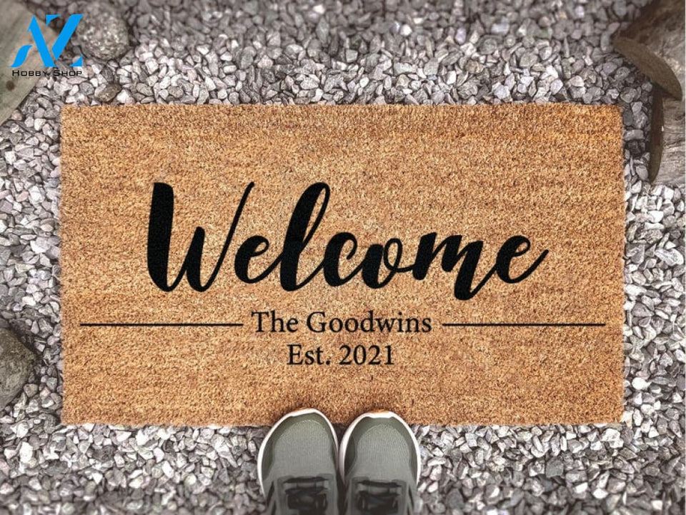 Personalized Doormat With Family Name And Est - Last Name Custom Door Mat - Welcome Mat - Housewarming Gift - New Home