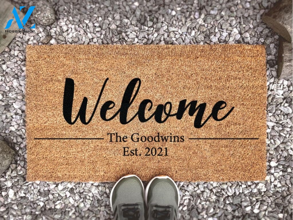 Personalized Doormat With Family Name And Est - Last Name Custom Door Mat - Welcome Mat - Housewarming Gift - New Home