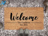 Personalized Doormat With Family Name And Est - Last Name Custom Door Mat - Welcome Mat - Housewarming Gift - New Home