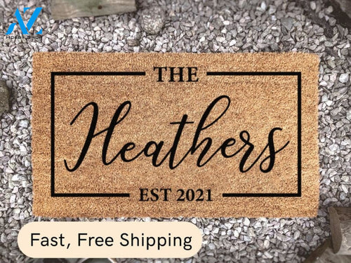 Personalized Doormat With Family Name - Custom Door Mat - Established Date - Home Decor - Housewarming Gift - Newlyweds