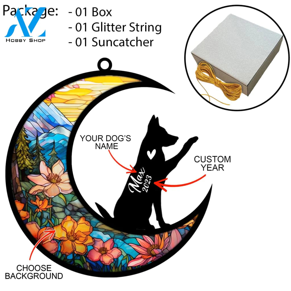 Personalized German Shepherd Dog Memorial Suncatcher Christmas Ornament With Name Custom Pose Pet