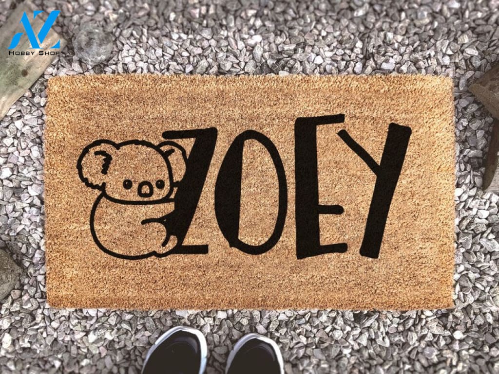 Personalized Koala Name Door Mat - Custom Rug - New Home Gift - Cute Gift - Housewarming Gift