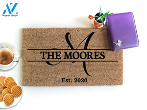 Personalized Monogram Family Name Doormat - Closing Gift - Last Name Door Mat - Welcome Mat - Housewarming Gift - New
