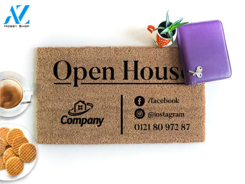 Personalized Open House Doormat - Custom Company Door Mat - Closing Gift - Welcome Mat - Housewarming Gift - New Home