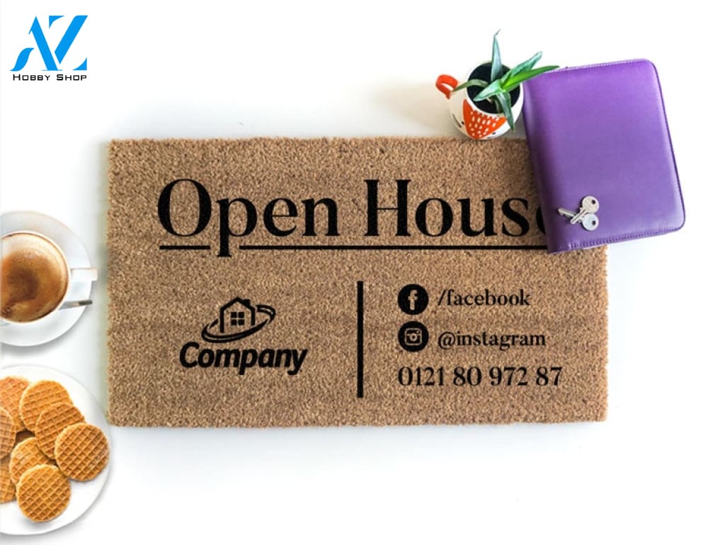 Personalized Open House Doormat - Custom Company Door Mat - Closing Gift - Welcome Mat - Housewarming Gift - New Home