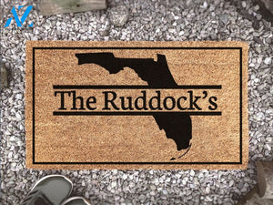 Personalized State Family Name Doormat - Couples Name Doormat - Custom Coir Mat - Home Decor - Gift - Wedding Gift -