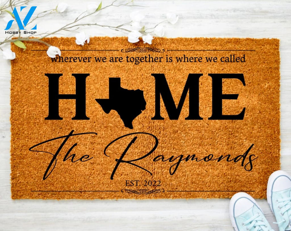 Personalized State Welcome Door Mat Home Personalized Mat Custom Doormat Housewarming Gift Outdoor Decor