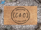 Personalized Welcome To Our Home With Initials Door Mat - Couples Gifts - Housewarming Gift - Newly Weds - Home Decor -