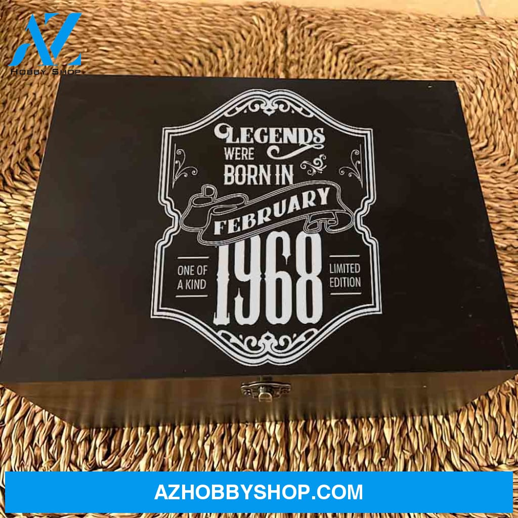 Personalized Whiskey Decanter Set Engraved Wooden Gift Box (Birthday - February 1969) Pentagon