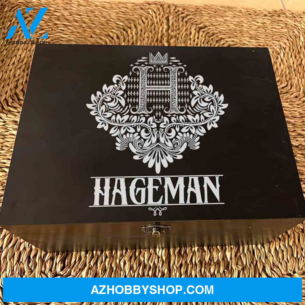 Personalized Whiskey Decanter Set Engraved Wooden Gift Box (Letter H) Whiskey Box Birthday Wood