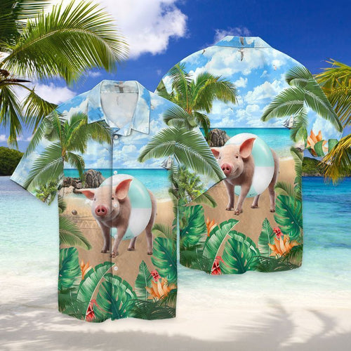 Pig To The Beach For Men And Women Graphic Print Short Sleeve 