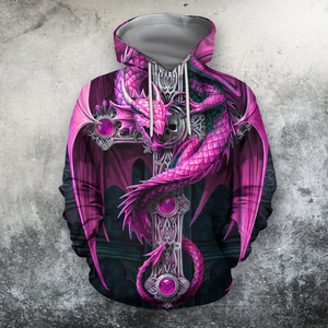 Dragon Gifts All Over Printed Pink Dragon Unisex Hoodie