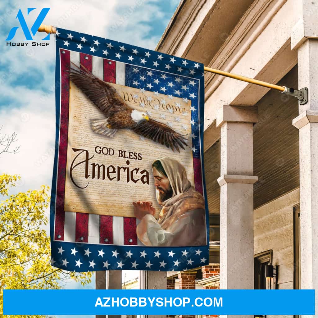 Pray for healing, Big eagle, US flag painting, God bless America - Jesus Flag
