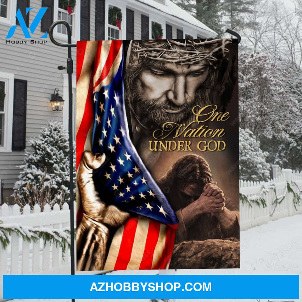 Pray for healing, Face of Jesus, Beautiful US flag, One nation under God, Home Decor - Jesus Flag