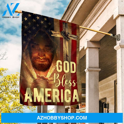 Pray for healing, Wooden cross, Crown of thorn, God bless America - Jesus Flag
