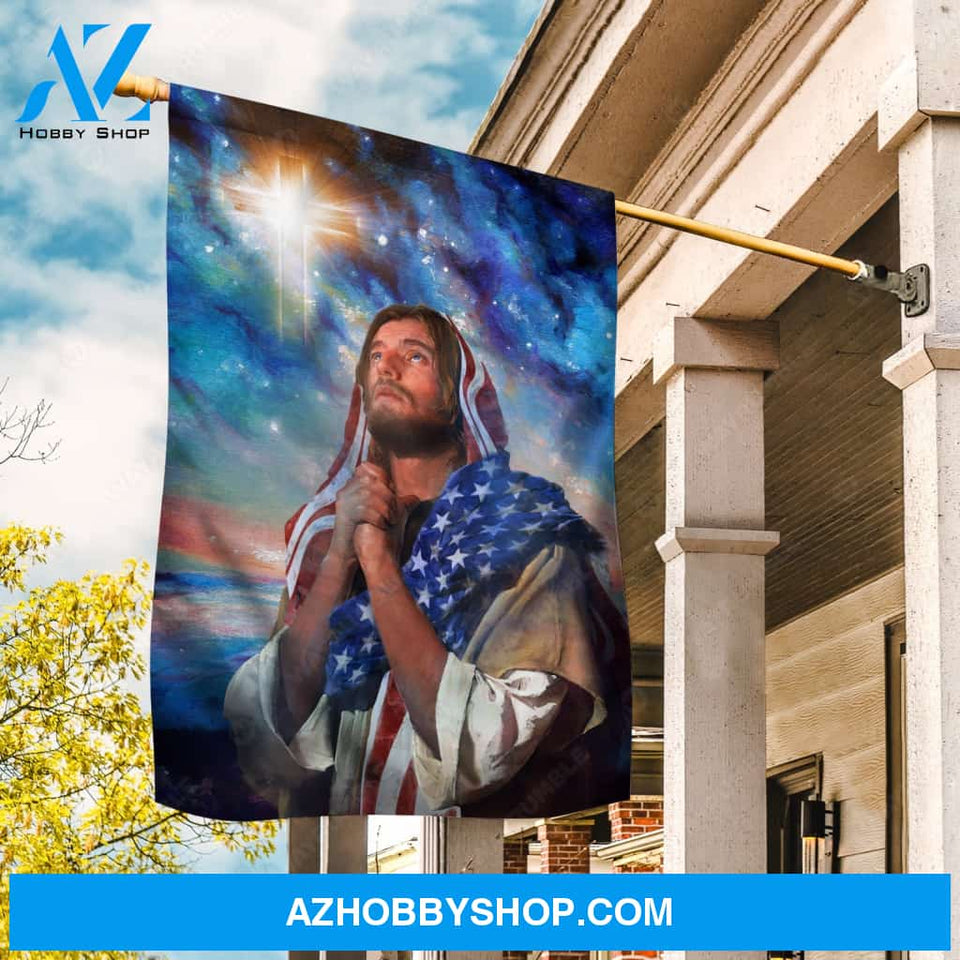 Pray with Jesus, Pray for healing, Beautiful galaxy drawing, Cross symbol - Jesus Flag