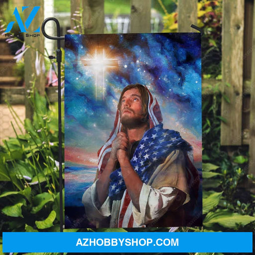 Pray with Jesus, Pray for healing, Beautiful galaxy drawing, Cross symbol - Jesus Flag