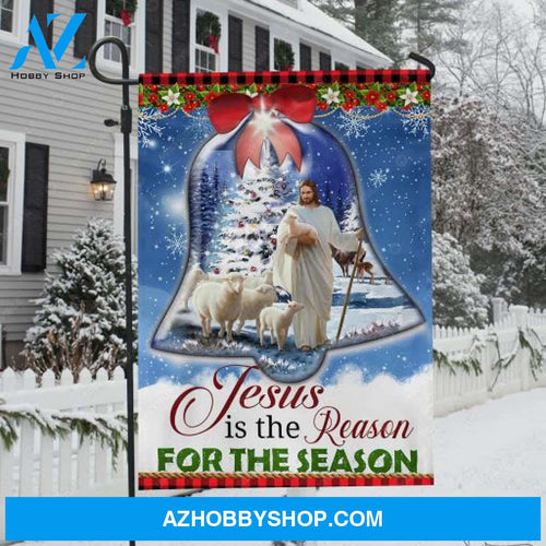 Pretty Christmas bell, Lamb of God, Christmas is coming, Jesus is the reason for the season - Jesus Flag