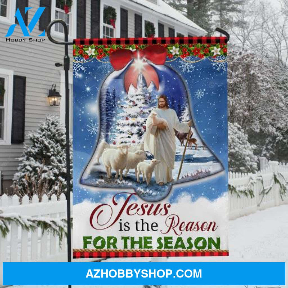 Pretty Christmas bell, Lamb of God, Christmas is coming, Jesus is the reason for the season - Jesus Flag