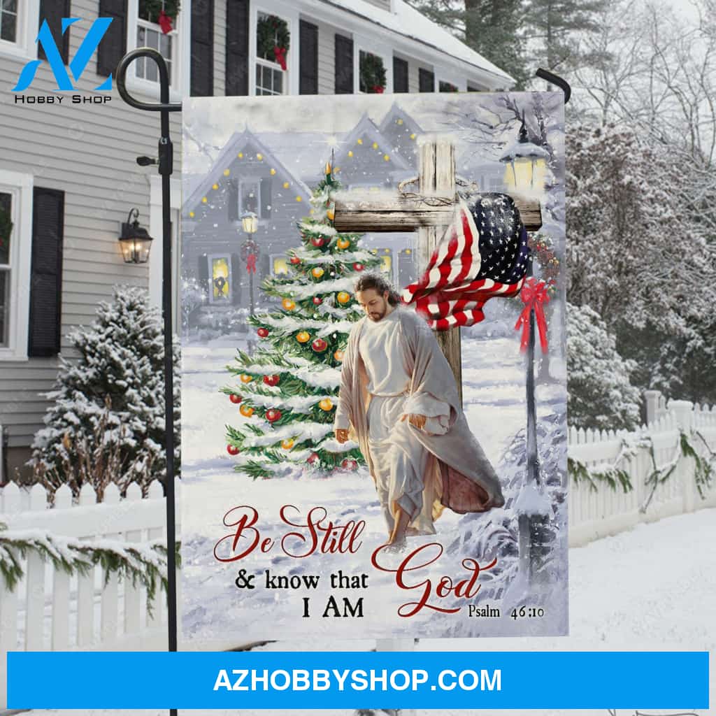 Pretty Christmas tree, Walking with Jesus, Stunning cross, Be still and know that I am God - Jesus Flag