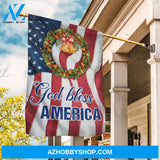 Pretty Christmas wreath, Christmas bell, US flag, God bless America - Jesus Flag